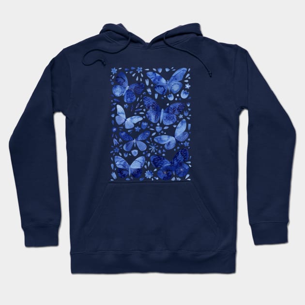 Blue Butterflies Watercolor Art Hoodie by NicSquirrell